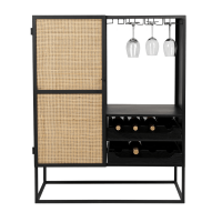 Guuji wijnkast laag MDF/rattan van het woonmerk Puur