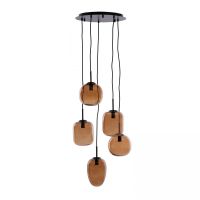 Mezza hanglamp 5L E14 Ø45x23 cm - glas bruin