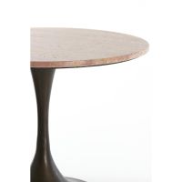 Light & Living Dolin bijzettafel Ø59x44 cm - rood travertin/donkerbruin