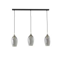 Light & Living Lukaro hanglamp 3L 100x16,5x32 cm - antiek brons/glas smoke