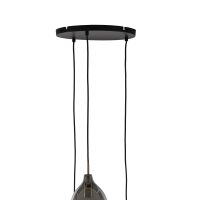 Lukaro hanglamp 3L Ø35x32 cm - antiek brons/glas smoke