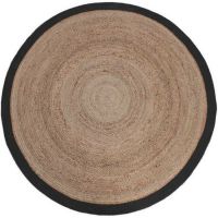Jute vloerkleed rond 180 cm zwart