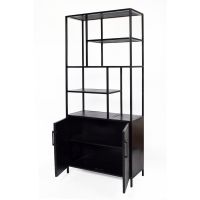 York vakkenkast - 90 cm - mangohout - zwart