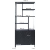 York vakkenkast - 90 cm - mangohout - zwart