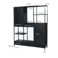 Livingfurn York vakkenkast - 160 cm - mangohout - zwart