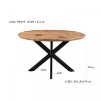 Livingfurn Jesper ronde eettafel - Ø150 cm - hout - naturel