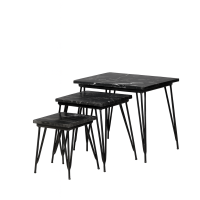 Salontafel Jala set van 3 - Ø50 cm - zwart marmer
