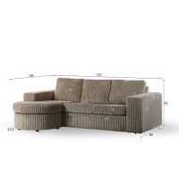 Niall 3-zits hoekbank links/rechts lord ribstof - beige