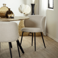 Light & Living Elyna eetkamerstoel teddy lichtbeige/mat zwart