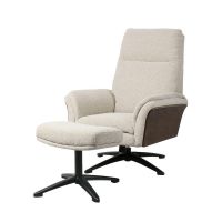 Label51 Zenza relaxfauteuil + hocker royal bouclé naturel
