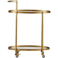 Woood Trolley Push Metaal Antique Brass