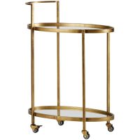 Woood Trolley Push Metaal Antique Brass