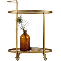 Woood Trolley Push Metaal Antique Brass