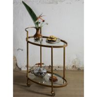 Woood Trolley Push Metaal Antique Brass