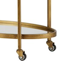 Woood Trolley Push Metaal Antique Brass