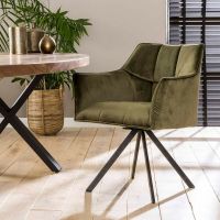 Ramon eetkamerstoel velvet draaibaar groen van het woonmerk Fraaai