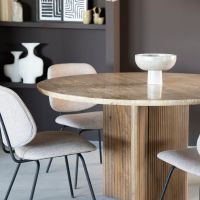 Eleonora Ronde eettafel Sara - Mango hout & travertin - Ø130x76 cm