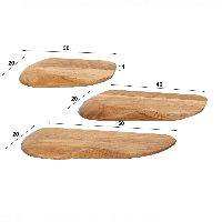 Boka organische wandplank - set van 3 - naturel
