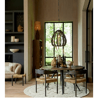 Delmar fauteuil - hout donker bruin + zeegras