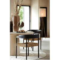 Delmar fauteuil - hout donker bruin + zeegras