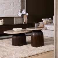 Starfurn Bijzettafel Noel 90 cm - donkerbruin/marmer