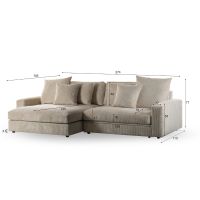 Sydney 3-zits hoekbank links/rechts ribstof - naturel