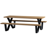 Tablo outdoor picknicktafel naturel met X-poot metaal van het woonmerk WOOOD