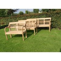 Livingfurn Stations tuinbank teakhout 130 cm - OUTLET