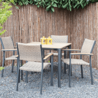 Arezzo terrastafel 90 cm & 4x terrasstoel wicker
