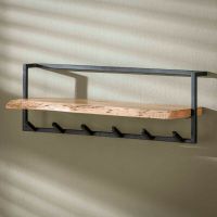 Fraaai Woody kapstok metaal met plank en 6 haken - OUTLET B