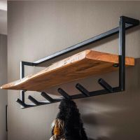 Fraaai Woody kapstok metaal met plank en 6 haken - OUTLET B