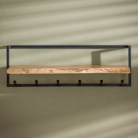 Fraaai Woody kapstok metaal met plank en 6 haken - OUTLET B
