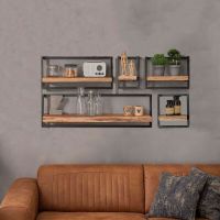 Fraaai Woody metaal wandplank - bundel set van vijf 135x65 cm
