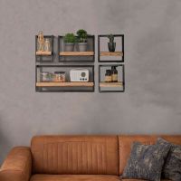 Woody metaal wandplank - bundel set van vijf 100x65 cm