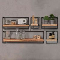 Fraaai Woody metaal wandplank - bundel set van vijf 135x65 cm