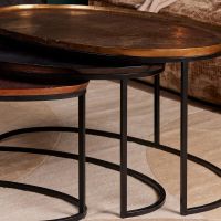 Starfurn Ovale salontafels Raley - set van 3 - goud/zwart/koper