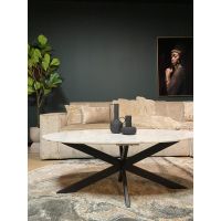 Starfurn Ovale salontafel Faye - 120 cm - marmer - wit