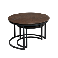 Salontafel Otik set van 2 rond - donkerbruin