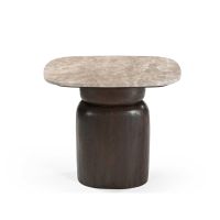 Starfurn Bijzettafel Silva 56 cm - donkerbruin/marmer