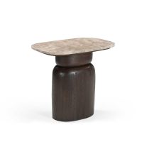 Starfurn Bijzettafel Silva 56 cm - donkerbruin/marmer