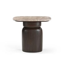 Starfurn Bijzettafel Silva 56 cm - donkerbruin/marmer