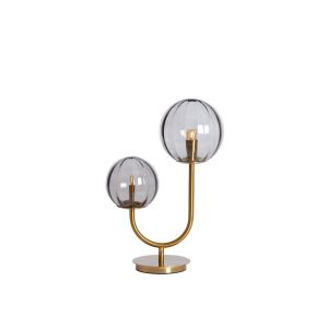 Magdala tafellamp 2L - glas lichtgrijs/goud