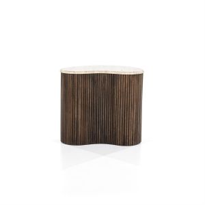 Organische bijzettafel Mari - 50x33x44 cm - Mango hout & travertin