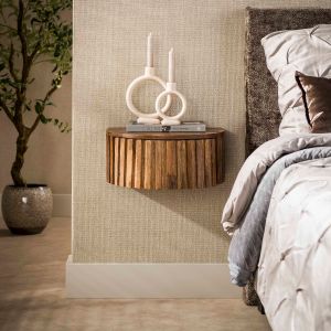 Fraaai Carley nachtkastje zwevend 1 lade massief mangohout - zand