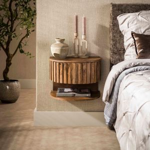 Fraaai Carley nachtkastje plank zwevend 1 lade massief mangohout - zand