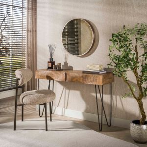 Fraaai Pioter hal-/kaptafel 2 lades massief mangohout - zand