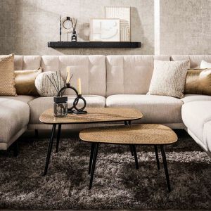 Angela organische salontafels - set van 2 XXL metallic - antiek brons