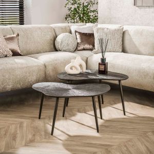 Daisy salontafel metaal leaf set van 2 - brons donkerbruin