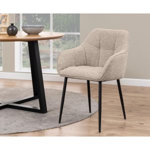 Nila armstoel | zwart metaal onderstel | stof Monza - beige