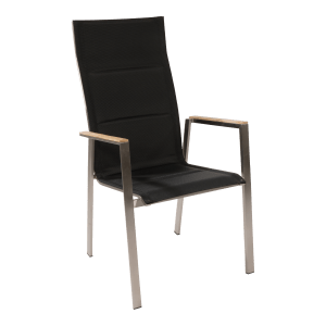 Stapelstoel hoge rug Marmaris RVS - zwart